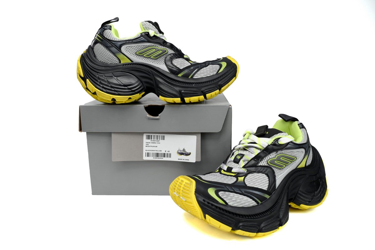 Balenciaga 10 XL White Gray Black Gray Yellow 784342 W2MV2 7010 - Image 2