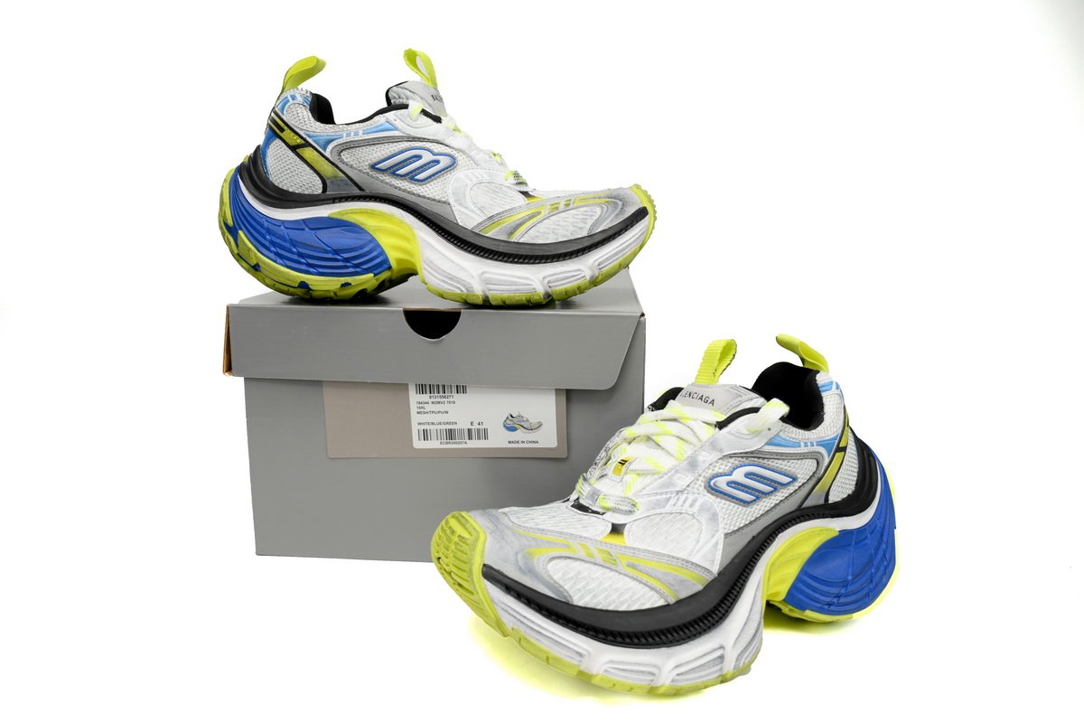 Balenciaga 10 XL White Gray Black White Blue Fluorescent Green 784342 W2MV2 7019 - Image 3