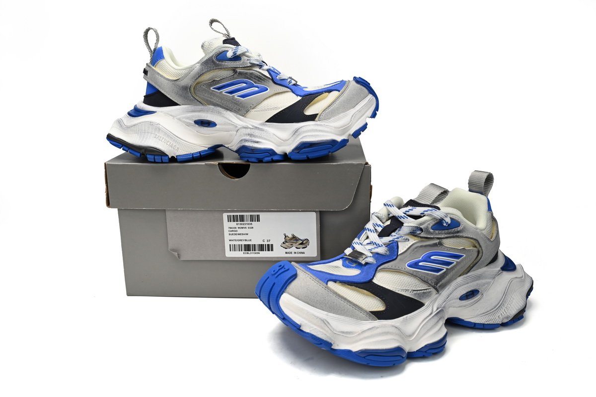 Balenciaga CARGO Sneaker Black White And Blue 784339-W2MV6-0328 - Image 2