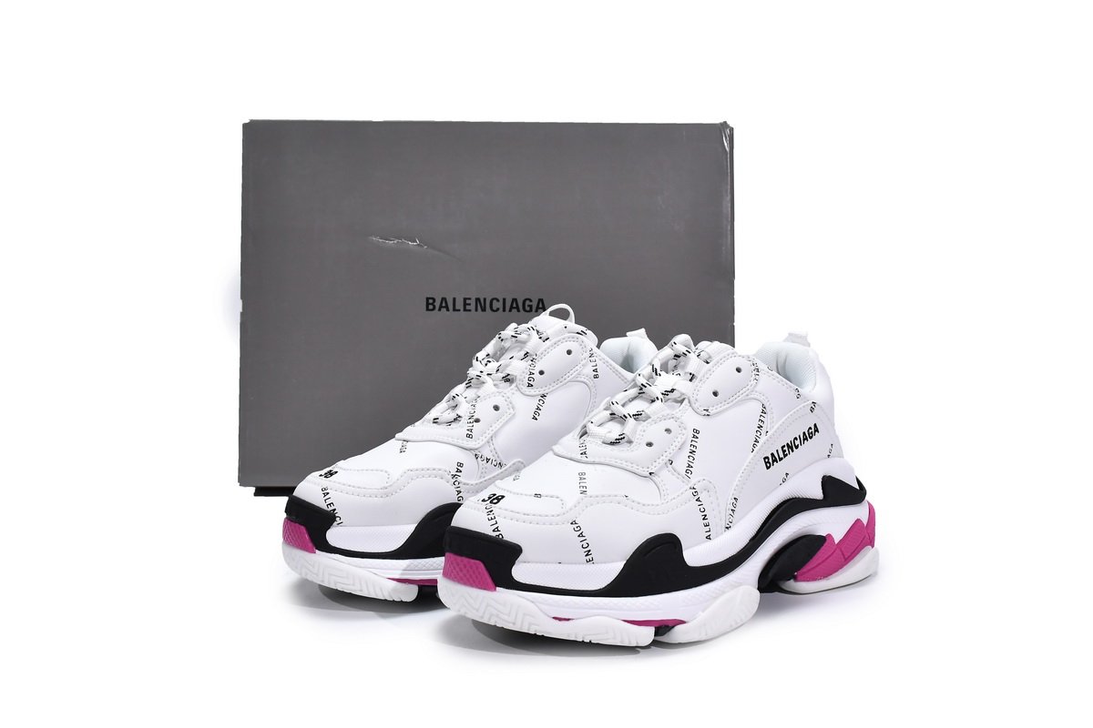 Balenciaga Triple S Letter White Rose Red 524039 W2FA4 9155 - Image 2