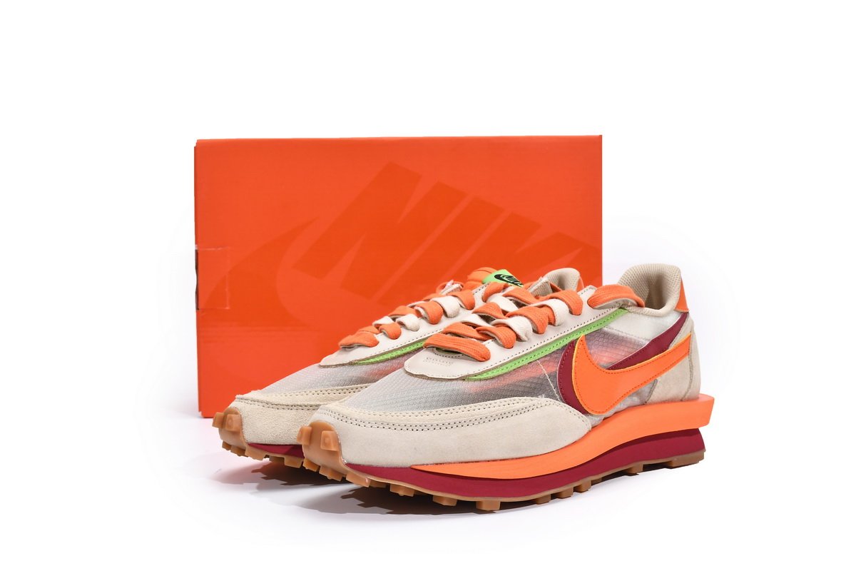 CLOT x sacai x Nike LDWaffle Orange Blaze DH1347-100 - Image 3