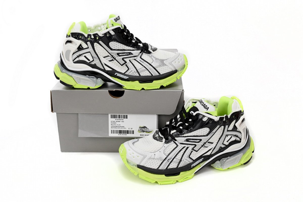 Balenciaga Runner Black white, and Yellow 677402 W3RBP 1093 - Image 2