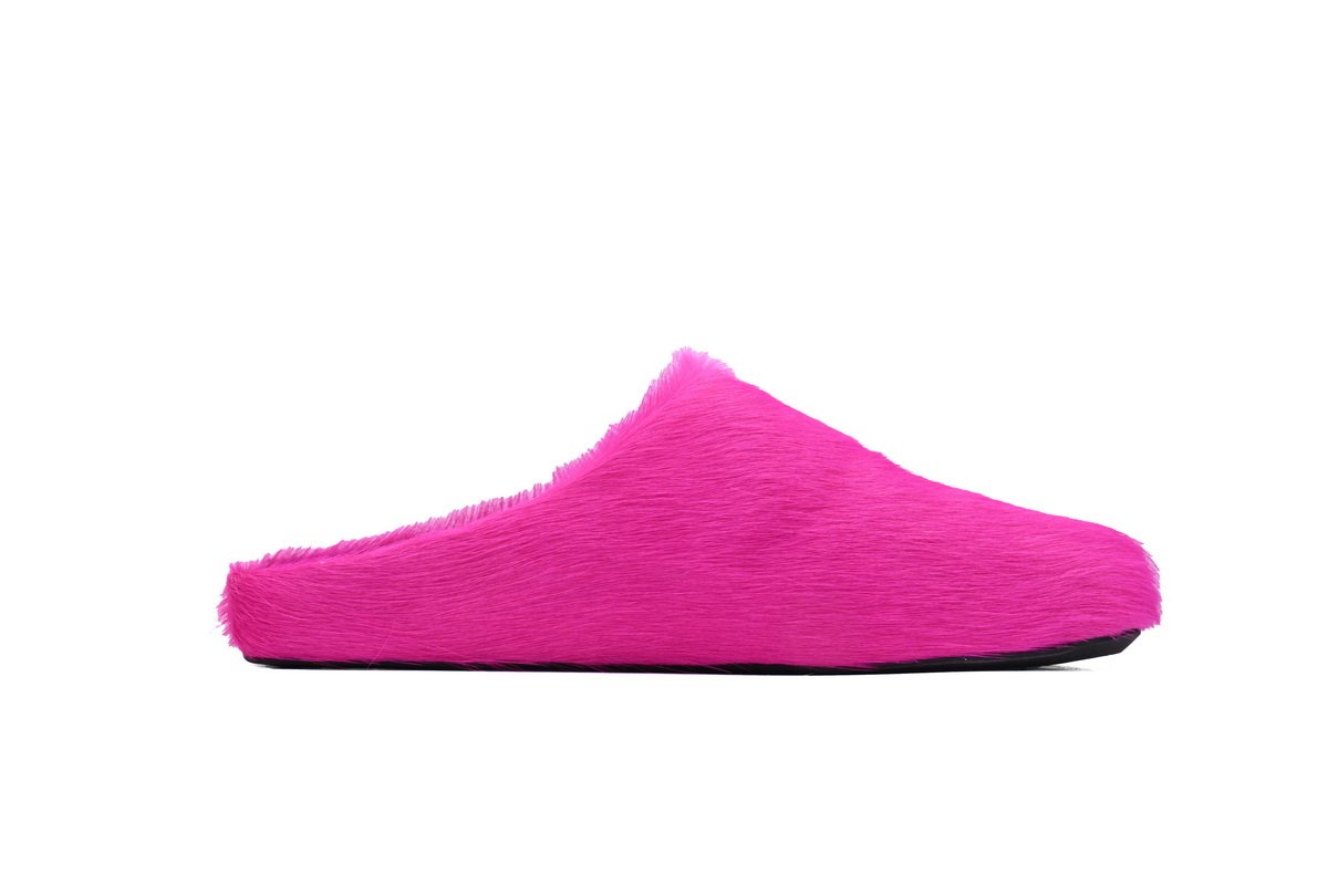 Marni Long-hair Calfskin Fussbett Sabot Rose Red - Image 6