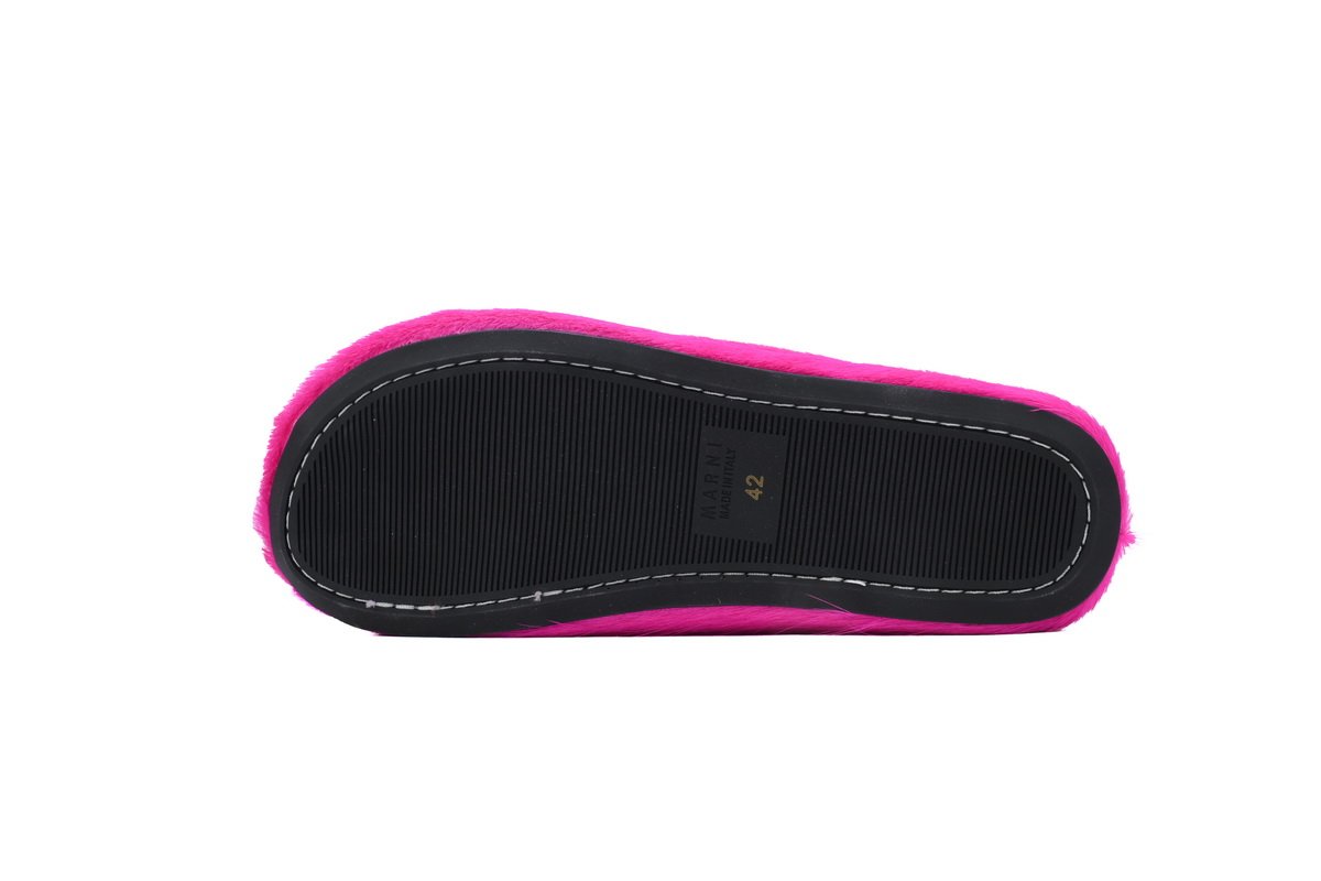 Marni Long-hair Calfskin Fussbett Sabot Rose Red - Image 5