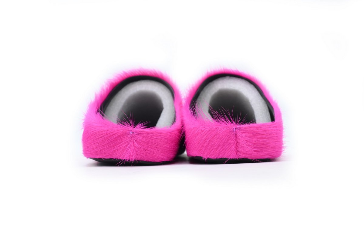 Marni Long-hair Calfskin Fussbett Sabot Rose Red - Image 4