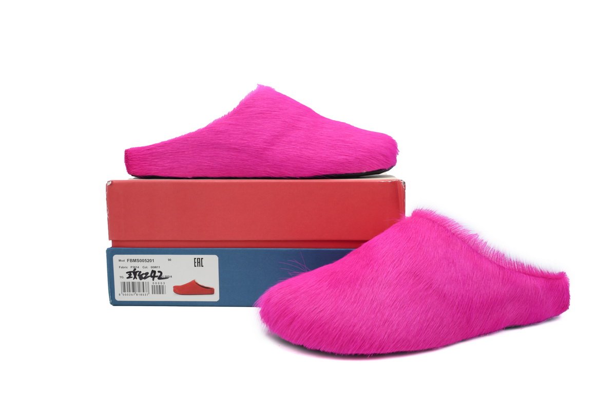 Marni Long-hair Calfskin Fussbett Sabot Rose Red - Image 3