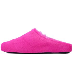Marni Long-hair Calfskin Fussbett Sabot Rose Red