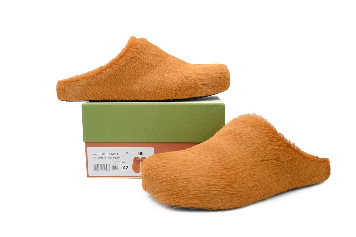 Marni Long-hair Calfskin Fussbett Sabot Yellowish Brown - Image 3