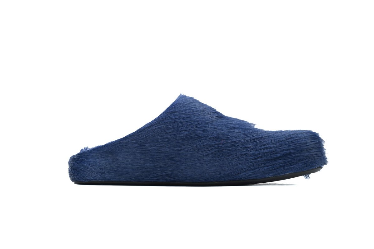 Marni Long-hair Calfskin Fussbett Sabot Dark Blue - Image 6