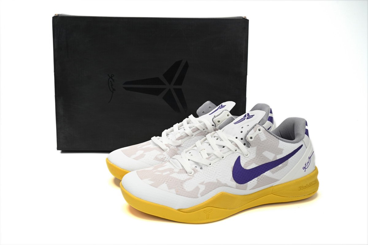 Nike Kobe 8 Low White/Purple-Yello 555035-101 - Image 2