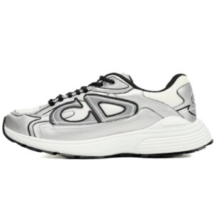 Dior B30 White Mesh Silver-Tone Metallic Calfskin