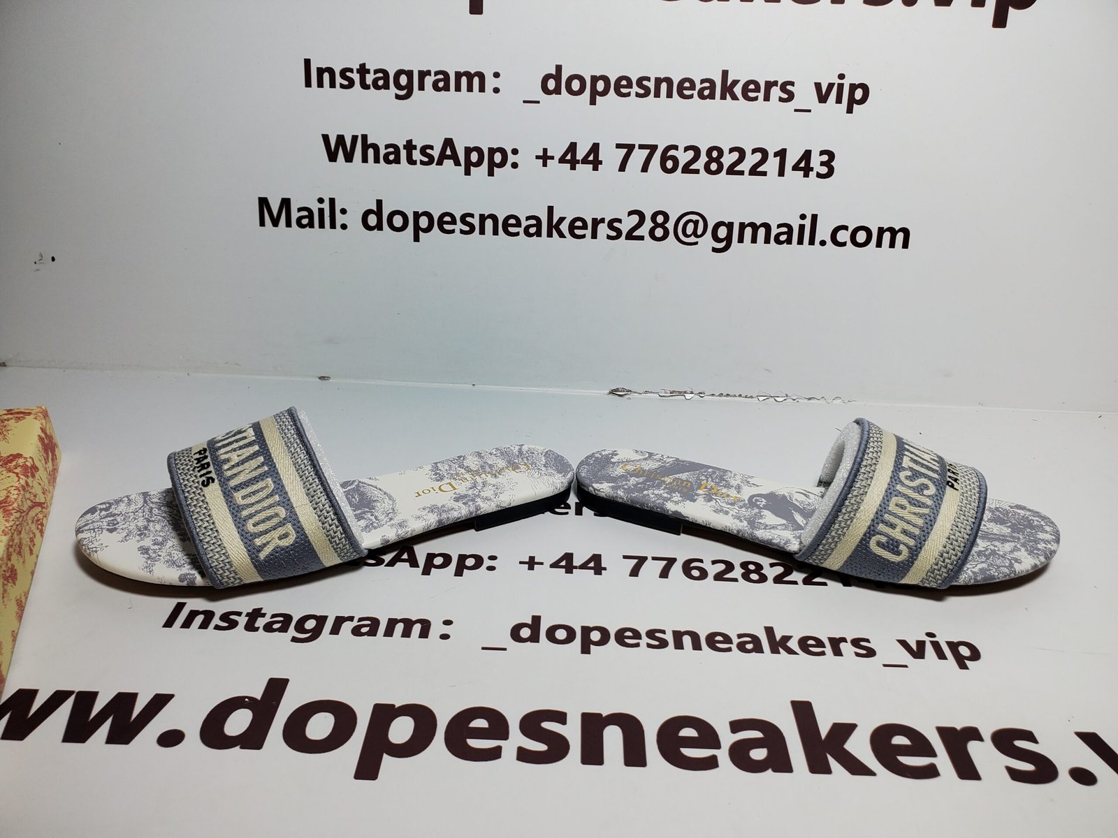 Dior Dway Slide Gray Toile de Jouy Embroidered Cotton KCQ209TJE_S21G - Image 4