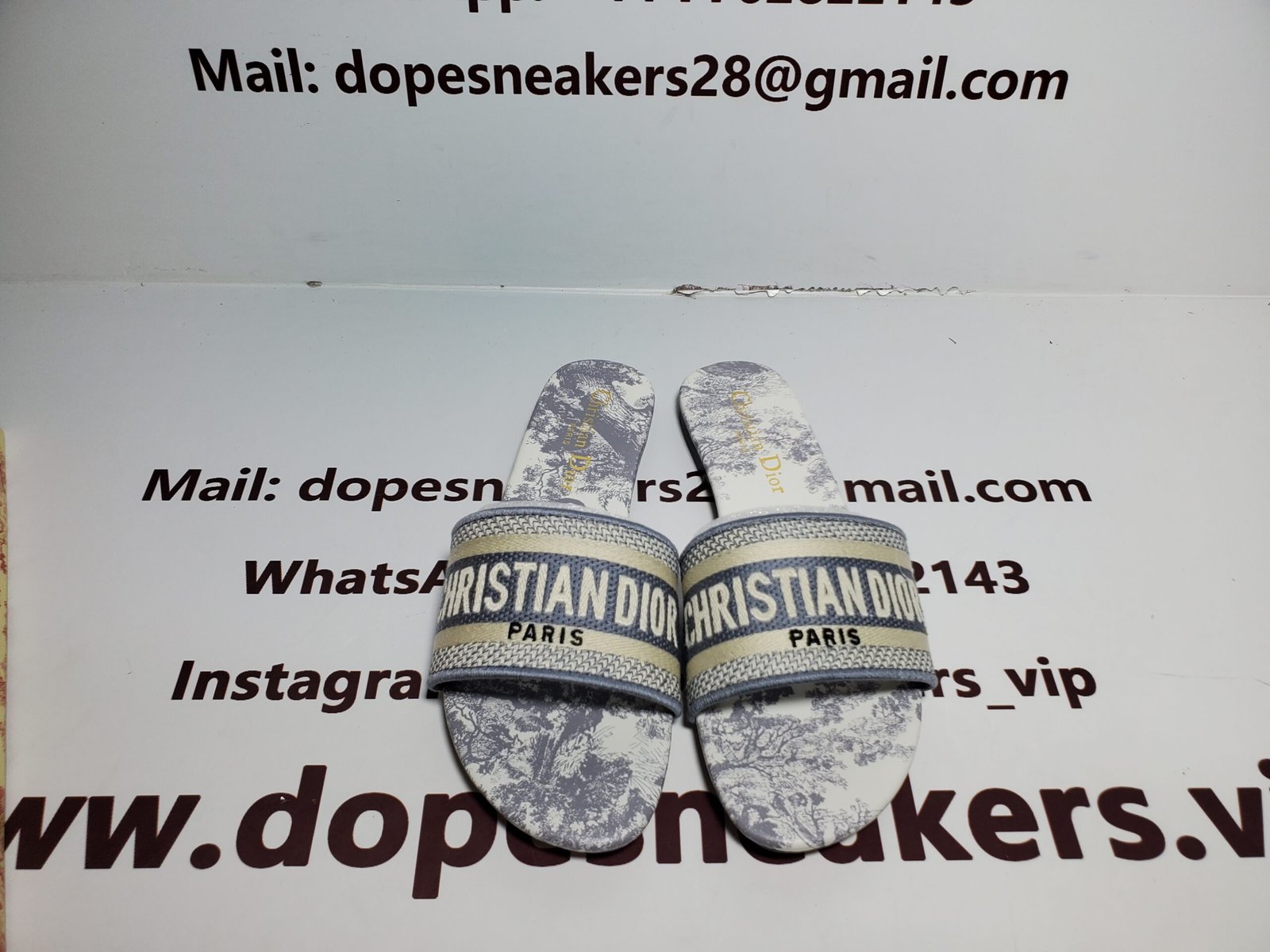 Dior Dway Slide Gray Toile de Jouy Embroidered Cotton KCQ209TJE_S21G - Image 5