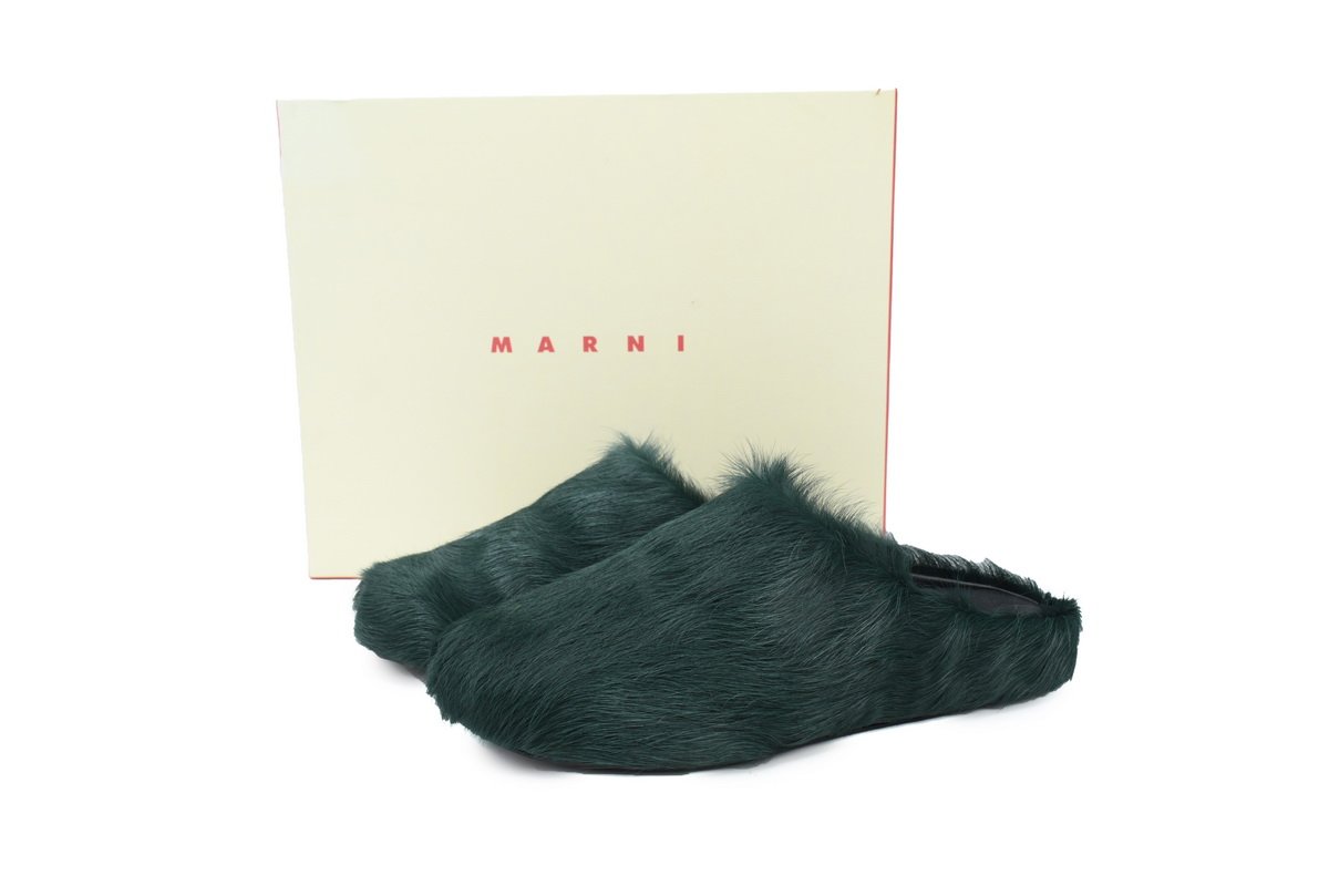 Marni Long-hair Calfskin Fussbett Sabot Deep Green SBMR000600P412200V78 - Image 2