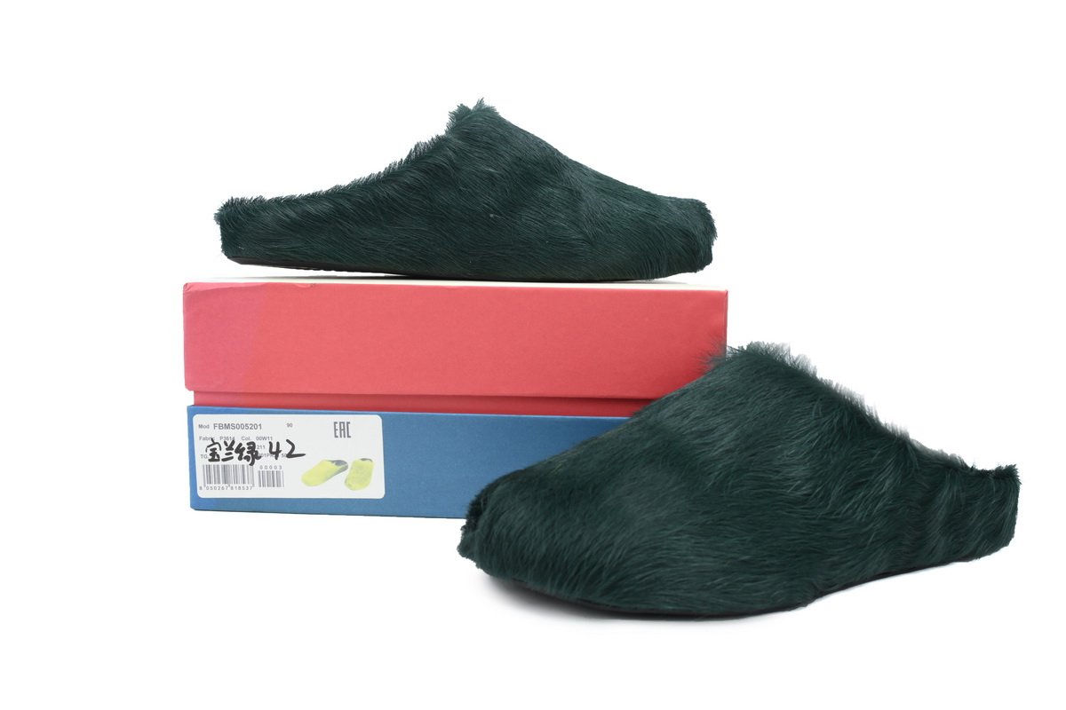 Marni Long-hair Calfskin Fussbett Sabot Deep Green SBMR000600P412200V78 - Image 3