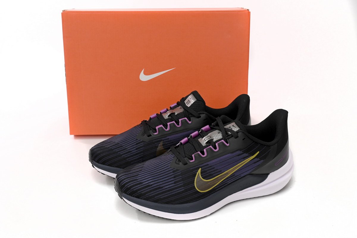 Nike Air Winflo 9 Black Blue and Yellow DD6203-007 - Image 2