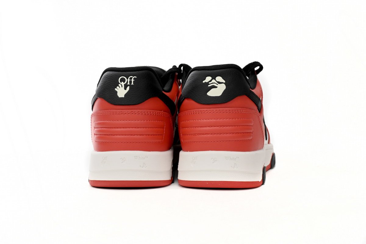 OFF-WHITE Out Of Office OOO Low Tops Black White Red OMIA189S23LEA0012510 - Image 5